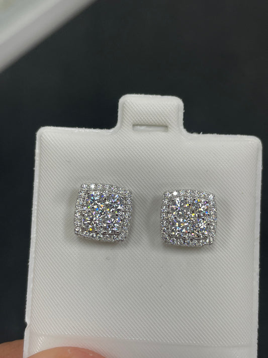 925 silver box 4 stone earrings